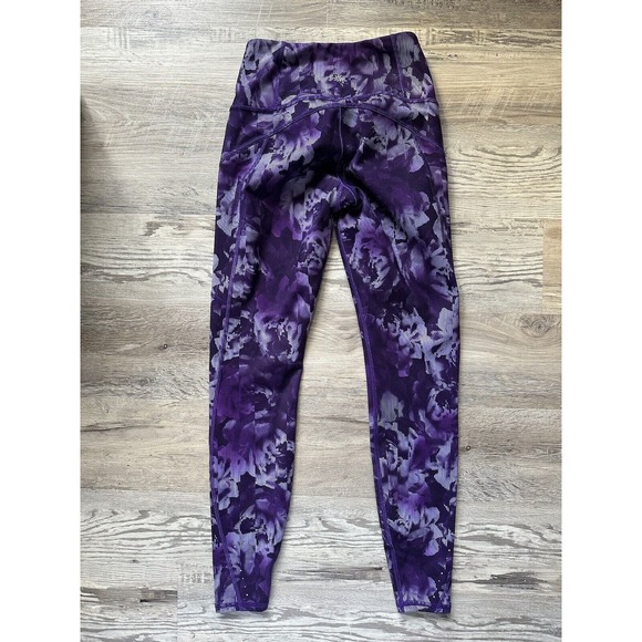 Athleta Rainier Tight Plush Supersonic Spliced Floral Violet Purple Size XS - Picture 3 of 11
